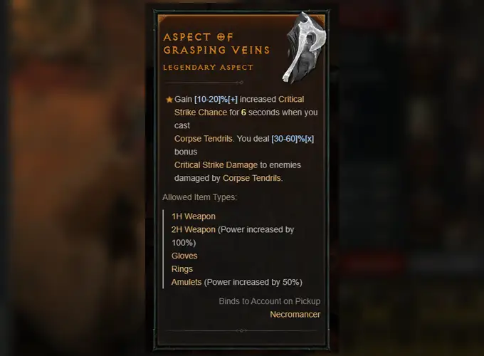 Aspect of Grasping Veins Location in Diablo 4